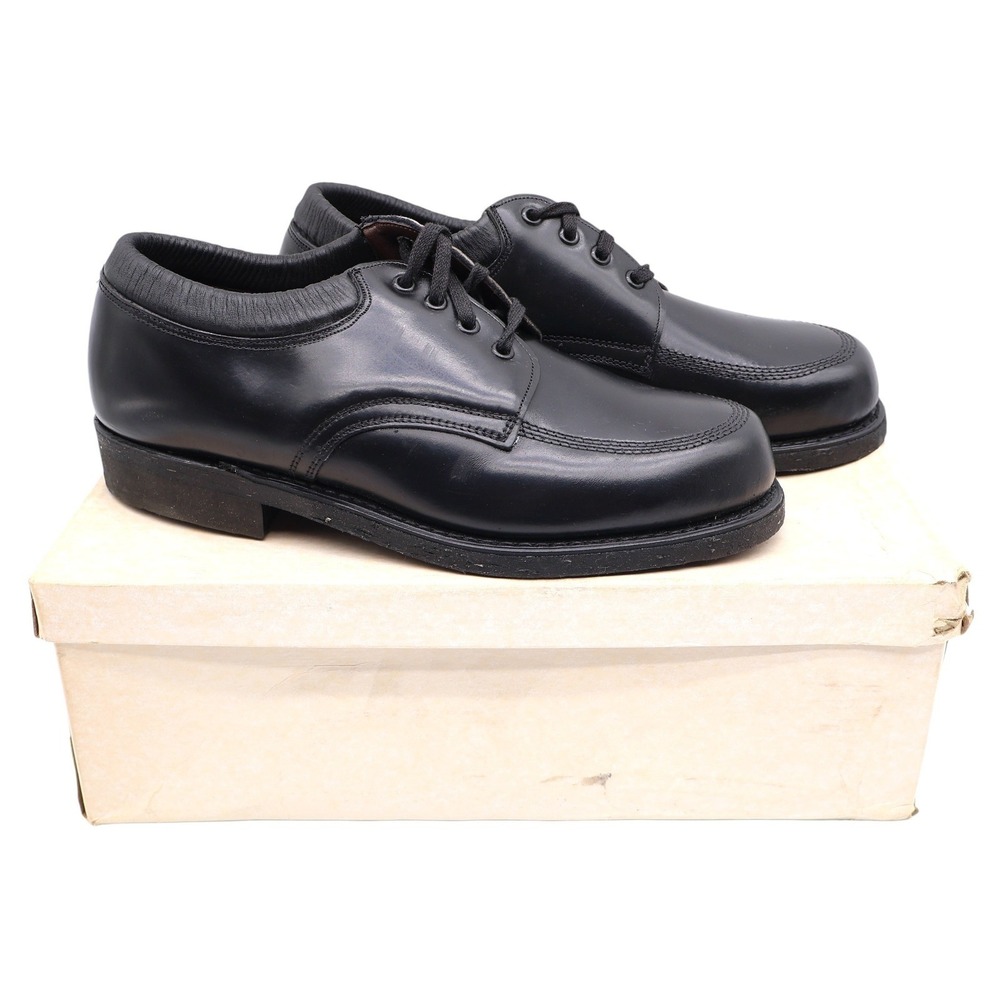 Cedar Crest Vintage Oxford Shoes Mens 7 E Black Leather Moc Toe USA Deadstock
